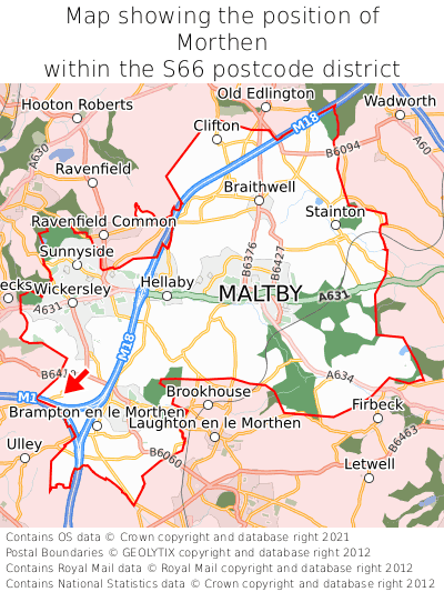 Map showing location of Morthen within S66