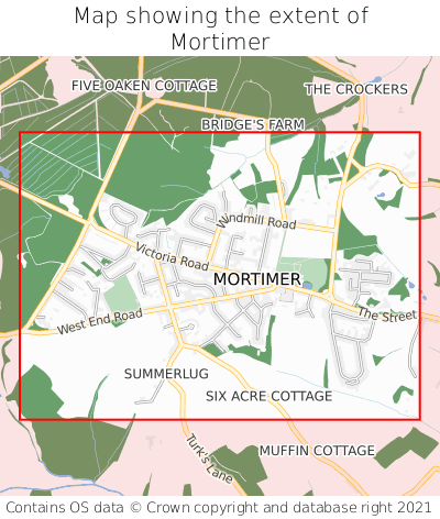 Map showing extent of Mortimer as bounding box