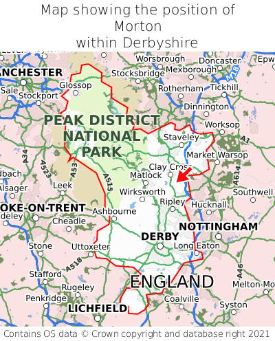 Map showing location of Morton within Derbyshire