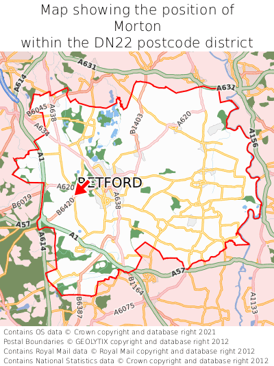 Map showing location of Morton within DN22