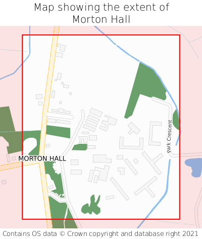 Map showing extent of Morton Hall as bounding box