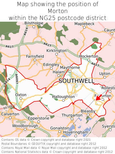Map showing location of Morton within NG25