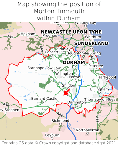 Map showing location of Morton Tinmouth within Durham