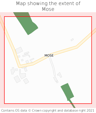 Map showing extent of Mose as bounding box
