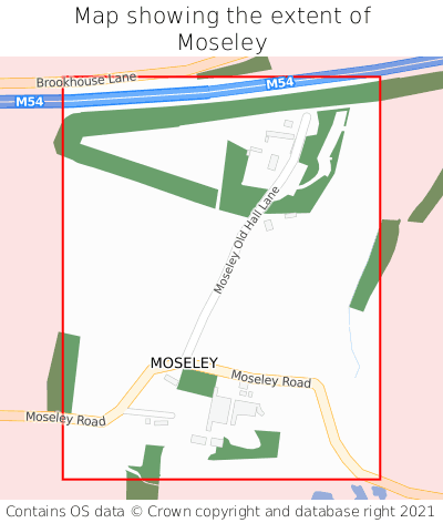 Map showing extent of Moseley as bounding box