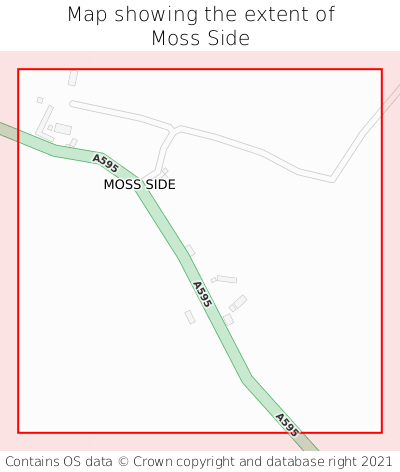 Map showing extent of Moss Side as bounding box