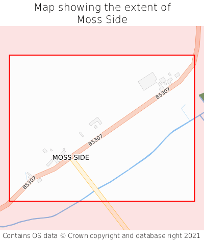 Map showing extent of Moss Side as bounding box