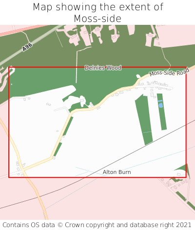 Map showing extent of Moss-side as bounding box