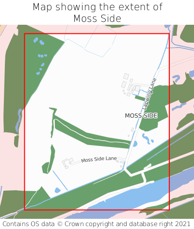 Map showing extent of Moss Side as bounding box