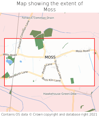 Map showing extent of Moss as bounding box
