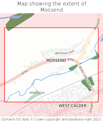 Map showing extent of Mossend as bounding box