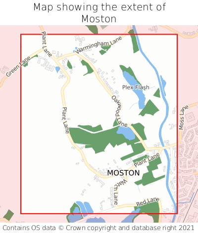 Map showing extent of Moston as bounding box