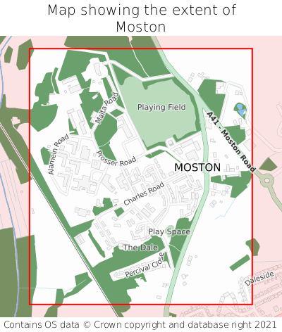 Map showing extent of Moston as bounding box