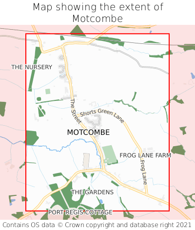 Map showing extent of Motcombe as bounding box