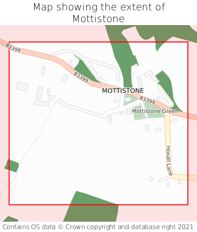 Map showing extent of Mottistone as bounding box