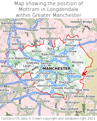 Map showing location of Mottram in Longdendale within Greater Manchester