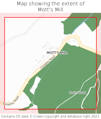 Map showing extent of Mott's Mill as bounding box
