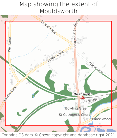 Map showing extent of Mouldsworth as bounding box