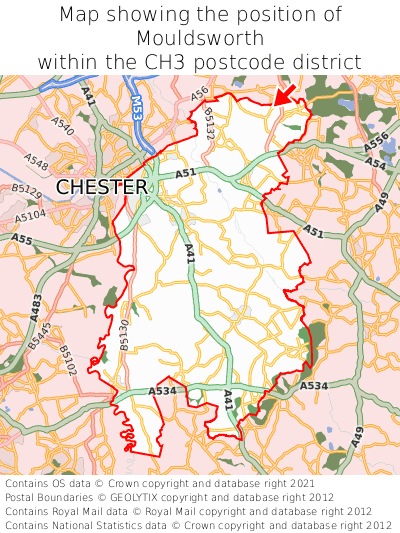 Map showing location of Mouldsworth within CH3