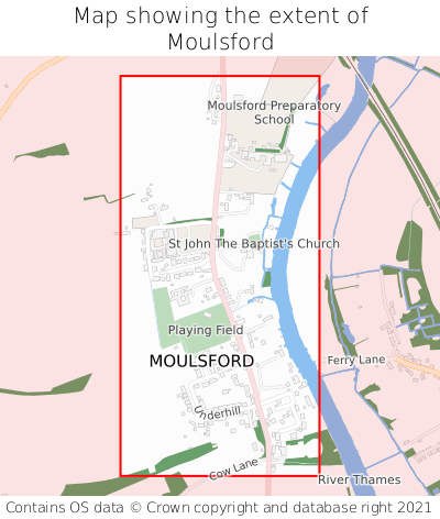 Map showing extent of Moulsford as bounding box