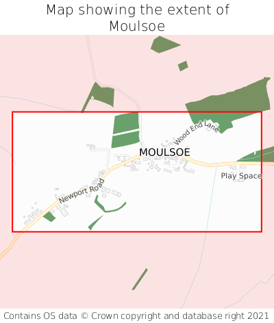 Map showing extent of Moulsoe as bounding box