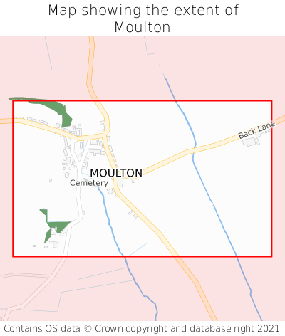 Map showing extent of Moulton as bounding box