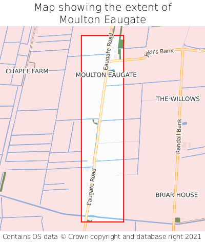 Map showing extent of Moulton Eaugate as bounding box