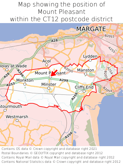 Map showing location of Mount Pleasant within CT12