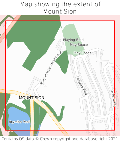 Map showing extent of Mount Sion as bounding box