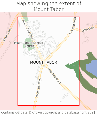 Map showing extent of Mount Tabor as bounding box