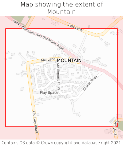 Map showing extent of Mountain as bounding box