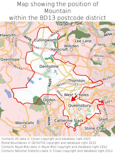 Map showing location of Mountain within BD13