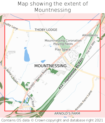 Map showing extent of Mountnessing as bounding box