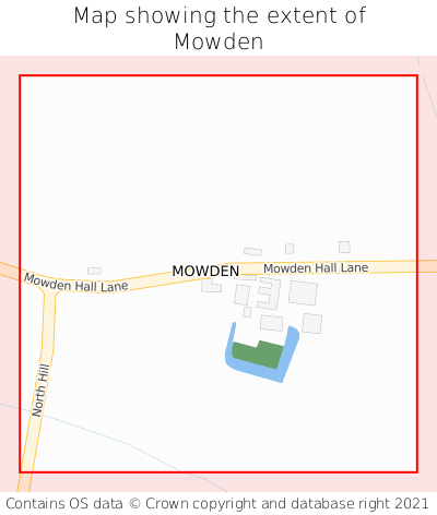 Map showing extent of Mowden as bounding box