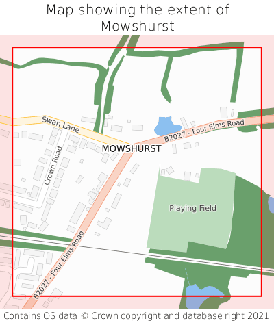 Map showing extent of Mowshurst as bounding box