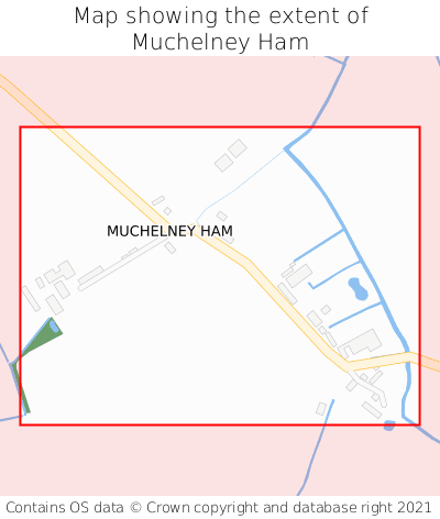 Map showing extent of Muchelney Ham as bounding box