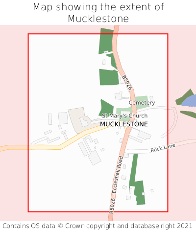 Map showing extent of Mucklestone as bounding box