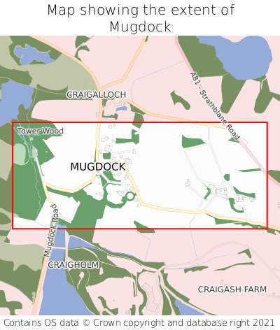 Map showing extent of Mugdock as bounding box