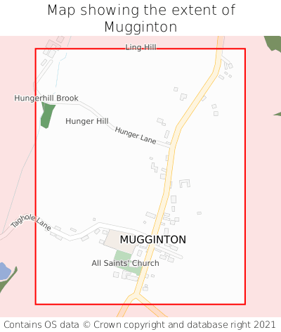 Map showing extent of Mugginton as bounding box