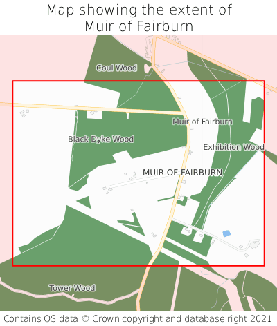 Map showing extent of Muir of Fairburn as bounding box