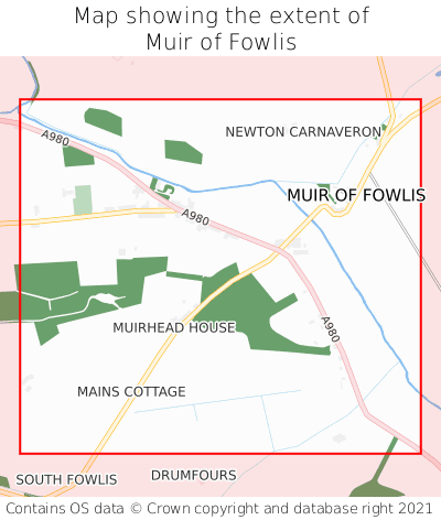 Map showing extent of Muir of Fowlis as bounding box