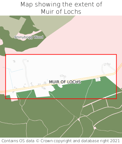 Map showing extent of Muir of Lochs as bounding box