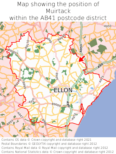 Map showing location of Muirtack within AB41