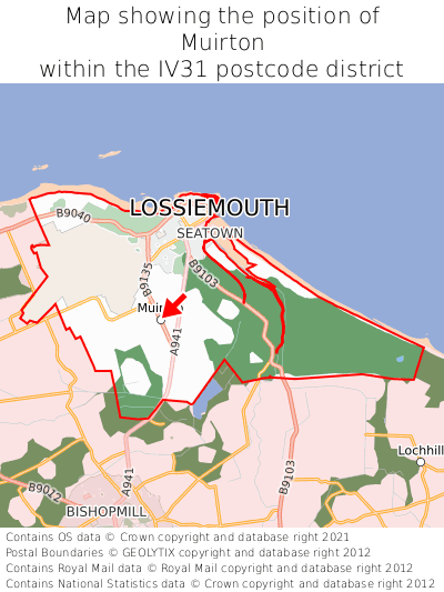 Map showing location of Muirton within IV31