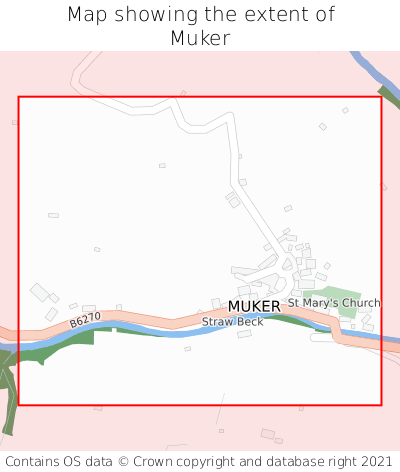 Map showing extent of Muker as bounding box