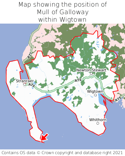 Map showing location of Mull of Galloway within Wigtown