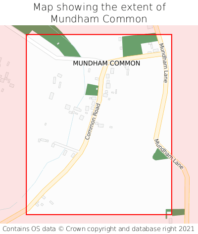 Map showing extent of Mundham Common as bounding box