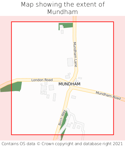 Map showing extent of Mundham as bounding box