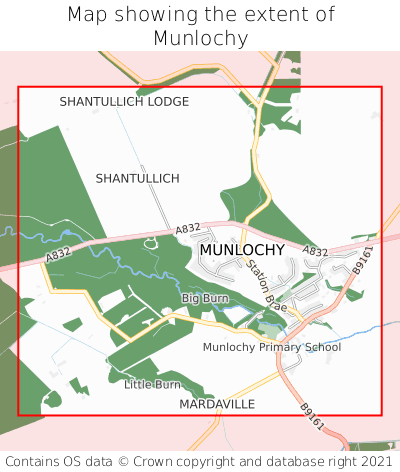 Map showing extent of Munlochy as bounding box