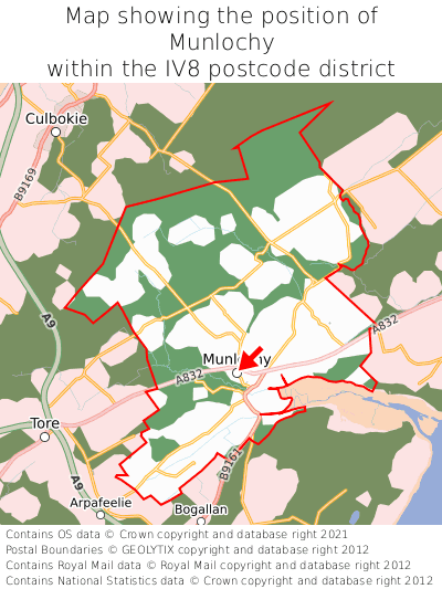 Map showing location of Munlochy within IV8